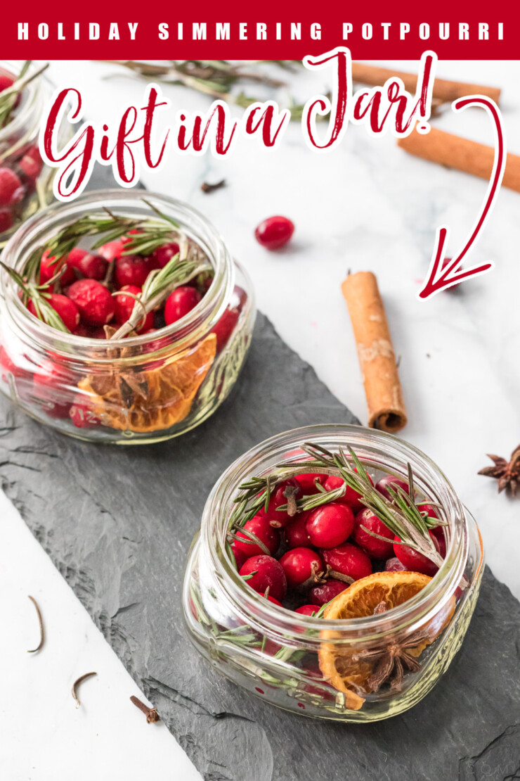 This Holiday Slow Cooker Potpourri In A Jar makes a pretty gift package and is excellent as a hostess gift with free printable gift tag.