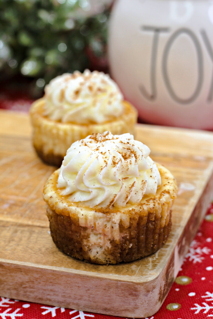  Rich and creamy, these mini eggnog cheesecakes are full of festive flavour - the perfect addition to any Christmas dessert table.