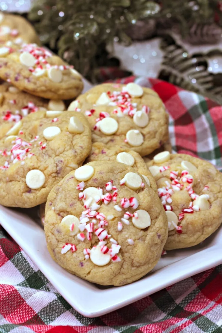 Tender chocolate chip cookies get a festive makeover with these White Chocolate Candy Cane Cookies, an easy Christmas cookie recipe.
