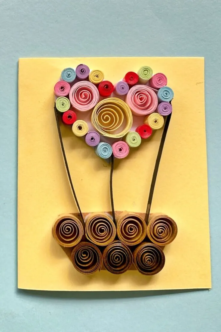 Quilled Hot Air Balloon Valentine's Day Card