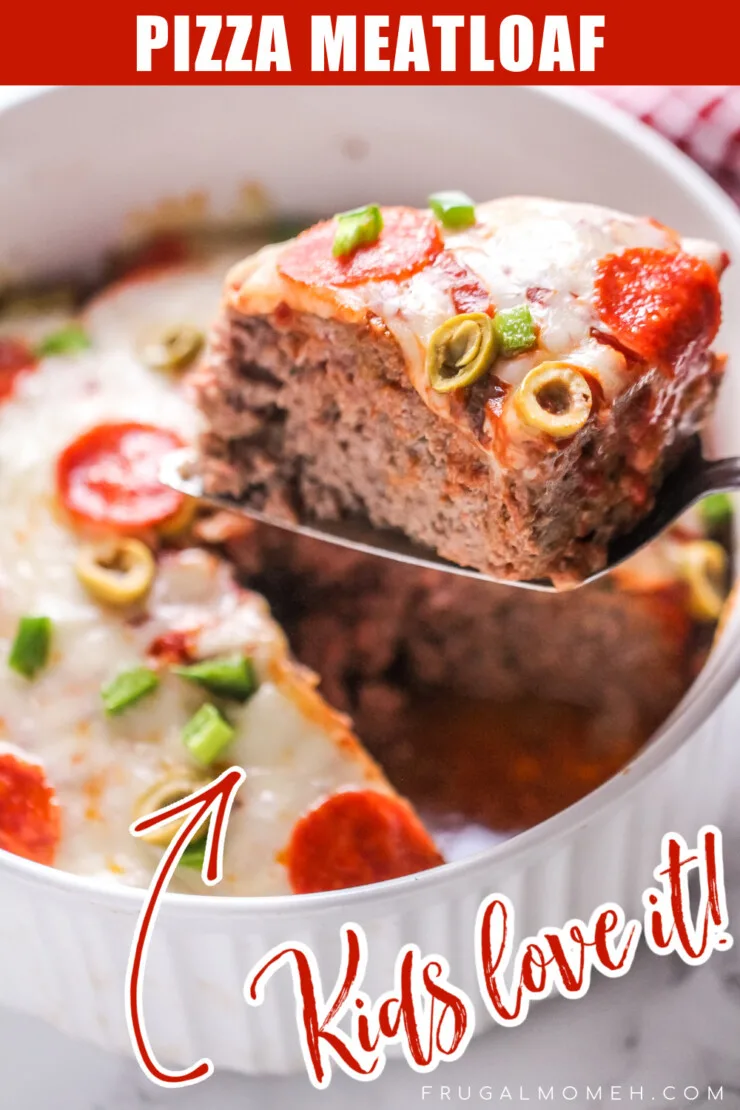 This pizza meatloaf is fun and flavourful - ground beef is combined with all of your favourite pizza toppings for a kid friendly meal.
