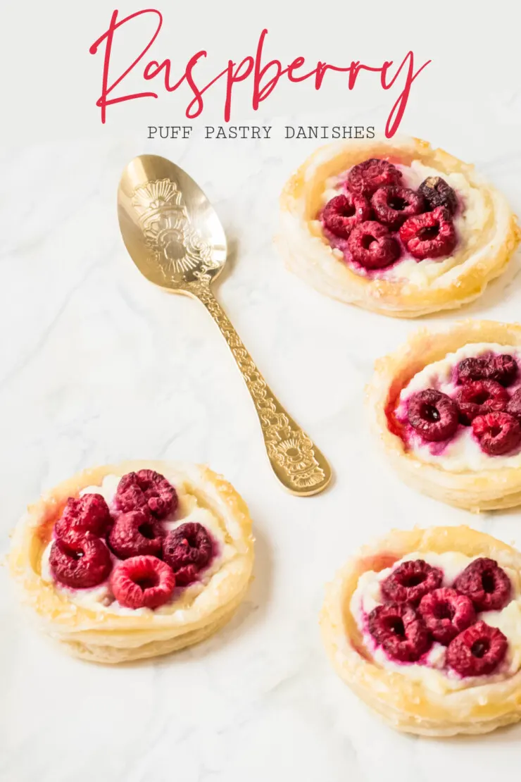 These Puff Pastry Raspberry Danishes are an easy to make breakfast pastry featuring fresh raspberries and a luscious ricotta filling.
