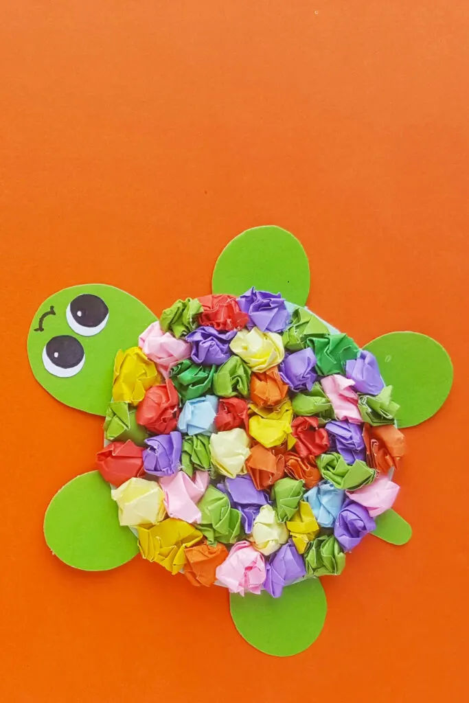 Slow down with this crumpled paper turtle craft for kids. It's a simple but fun kids craft that makes use of only basic craft supplies.