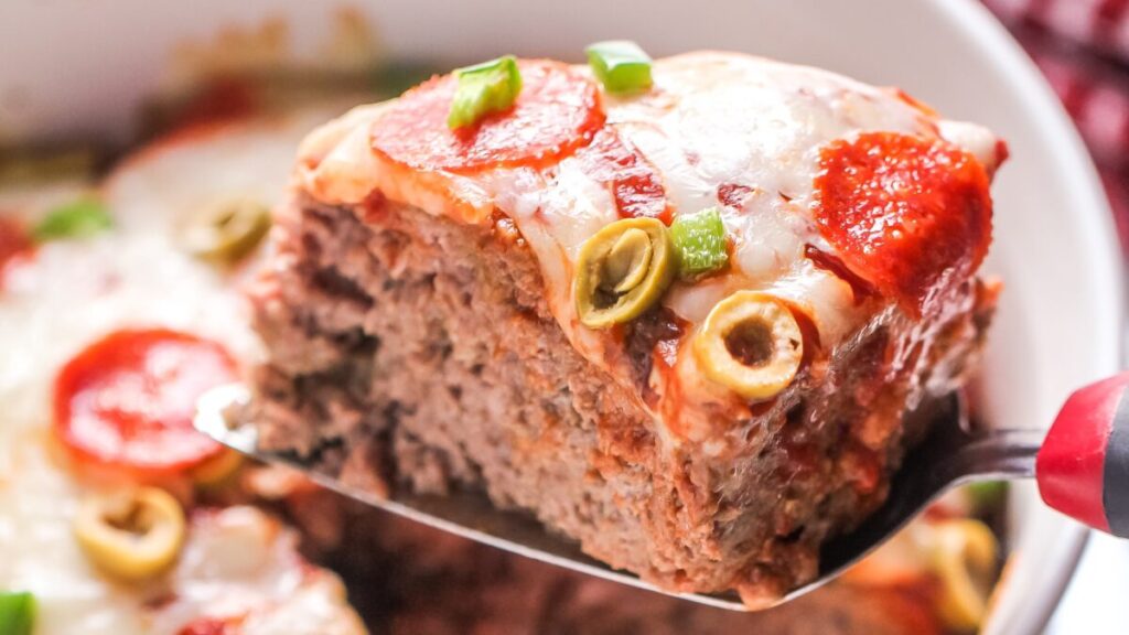 This pizza meatloaf is fun and flavourful - ground beef is combined with all of your favourite pizza toppings for a kid friendly meal.