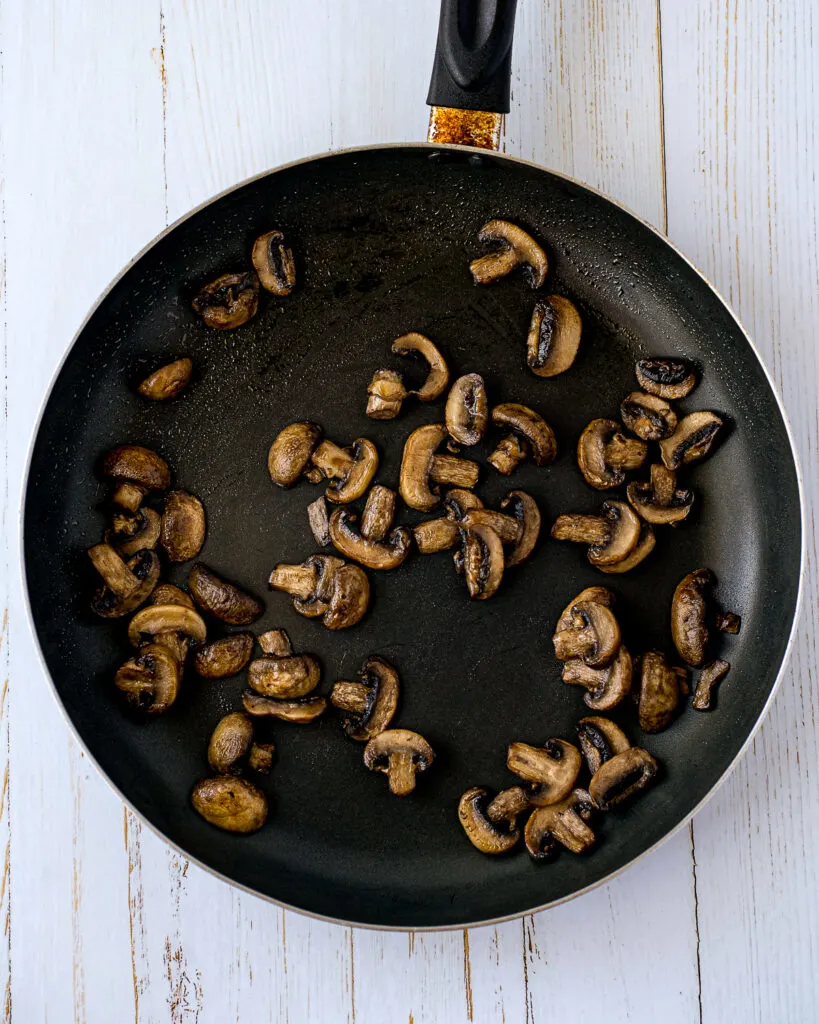 sauteed mushrooms in pan