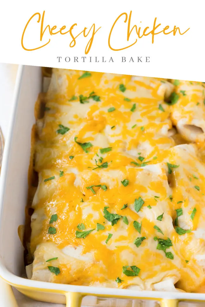 This Cheesy Chicken Tortilla Bake is an easy dinner recipe filled with delicious cheese sauce and chicken. It is also inexpensive!