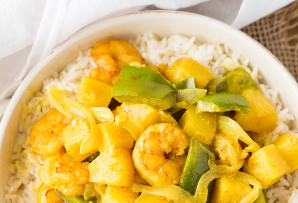 Curry Shrimp with Pineapple has serious flavour and a wonderful creamy texture that will have you coming back for more.
