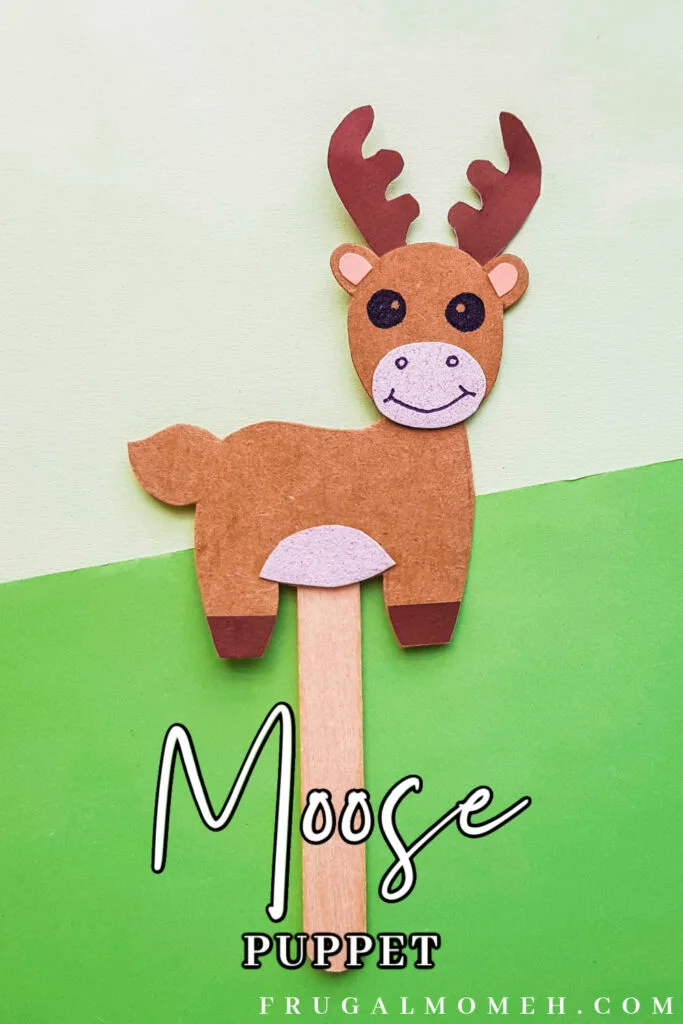 This Papercraft Moose Puppet is an easy kids paperfcraft animal project with a free papercraft template to help you make this kids craft.