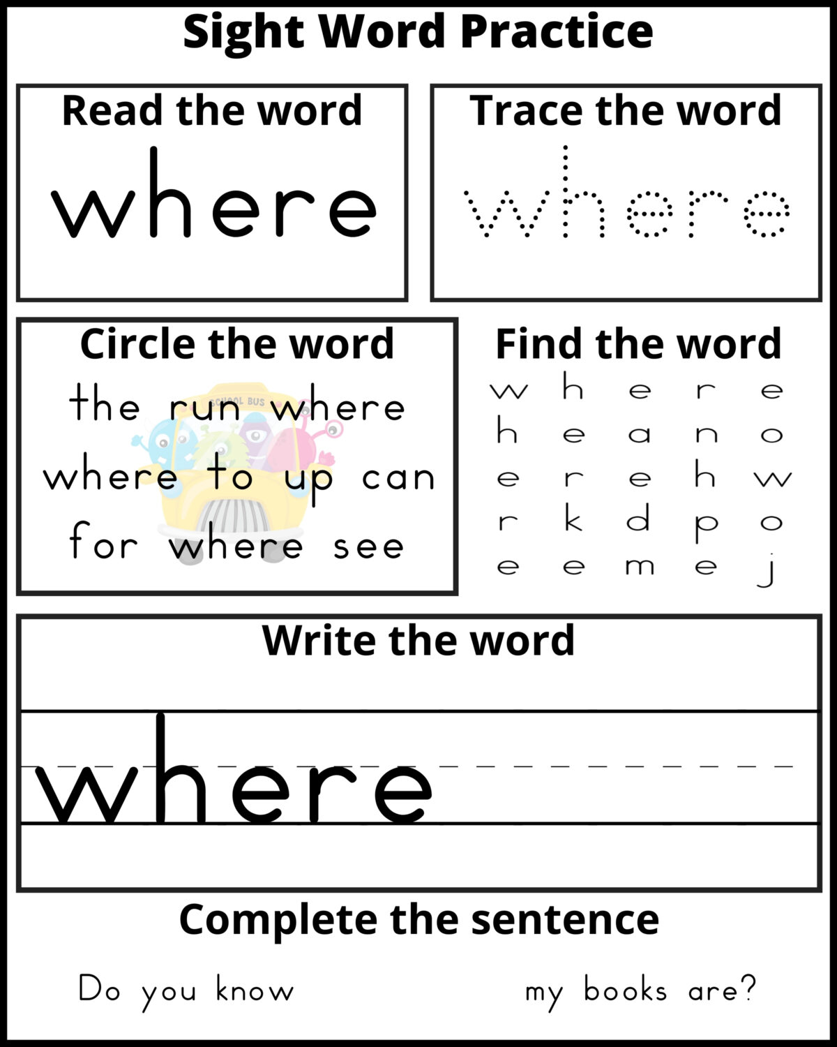 Free Printable Pre-K Sight Word Practice Sheets - Frugal Mom Eh! Inside Sight Words Worksheet For Kindergarten