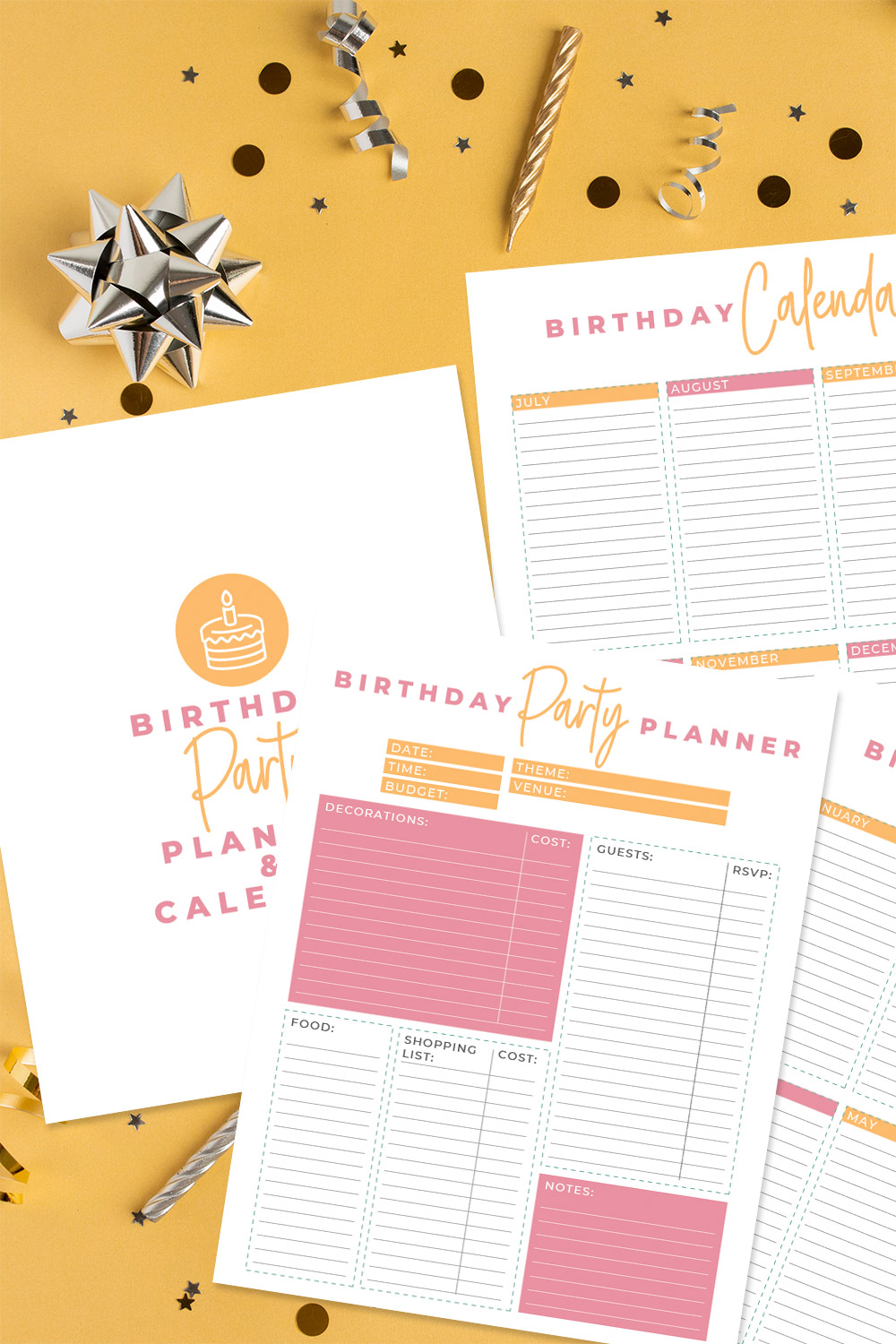 Instant download Birthday calendar Birthday Planner and Budget Manager Birthday present planner Dollars Money guide