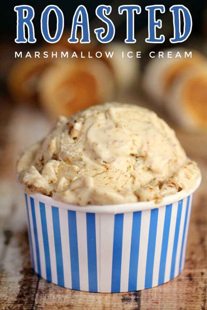 This Roasted Marshmallow Ice Cream recipe turns a campfire treat into a creamy, no-churn ice cream loaded with gooey roasted marshmallows.