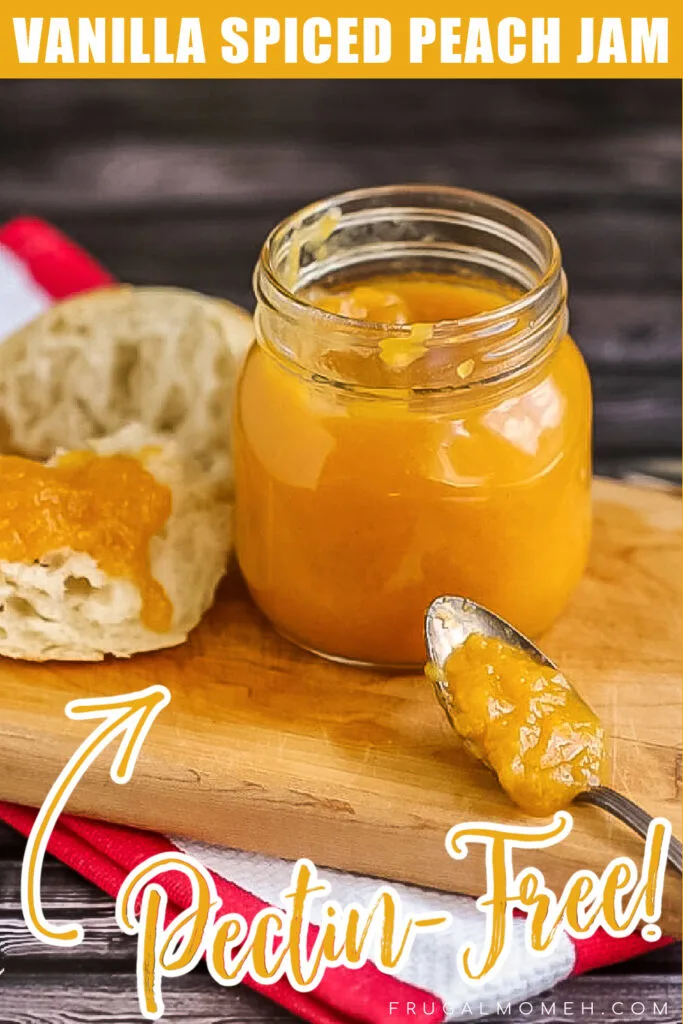 Pectin-Free Peach Jam with Cinnamon and Vanilla - this is a low sugar jam recipe compared to pectin-added recipes but so easy to make!