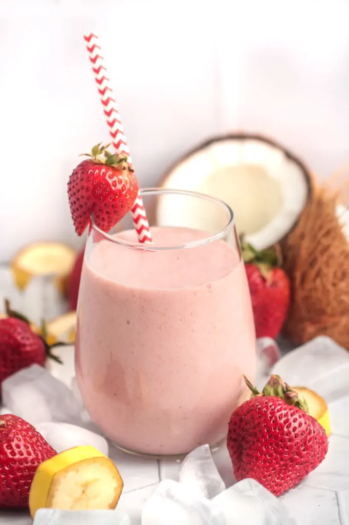 This easy Strawberry Banana Coconut Smoothie makes for a sweet and creamy breakfast made with three simple ingredients.