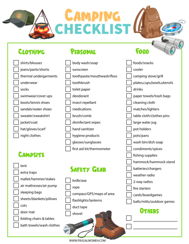 Free Family Camping Checklist & Activity Sheet Printables - Frugal Mom Eh!