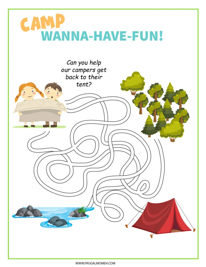 Free Printable Camping Maze Activity Sheet