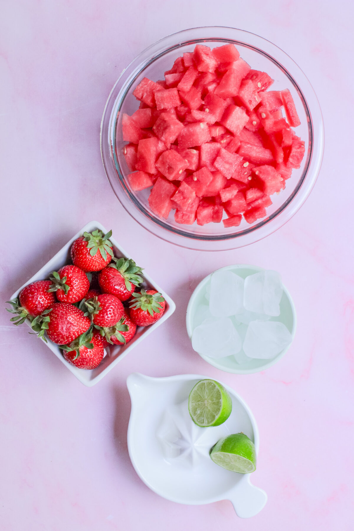 Ingredients for Strawberry Watermelon Slushie.