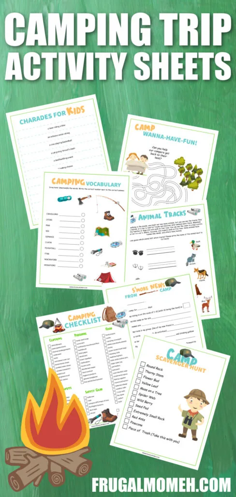 Take this free family camping checklist and activity sheet printable along on your next family camping trip to keep the kids busy!