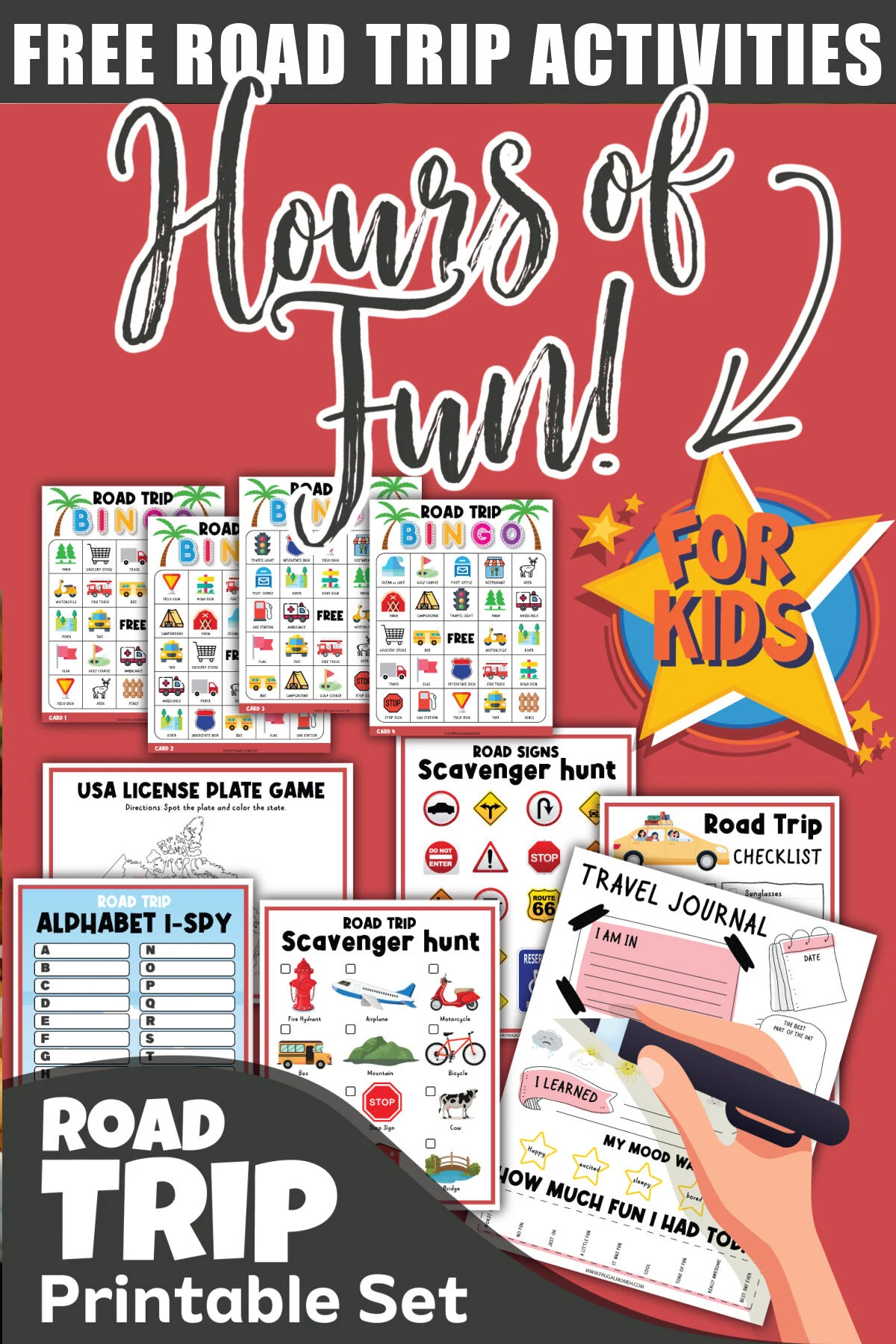 Grab these free printable road trip activities for kids to keep your family busy for hours, plus 14 more kid approved travel activities!
