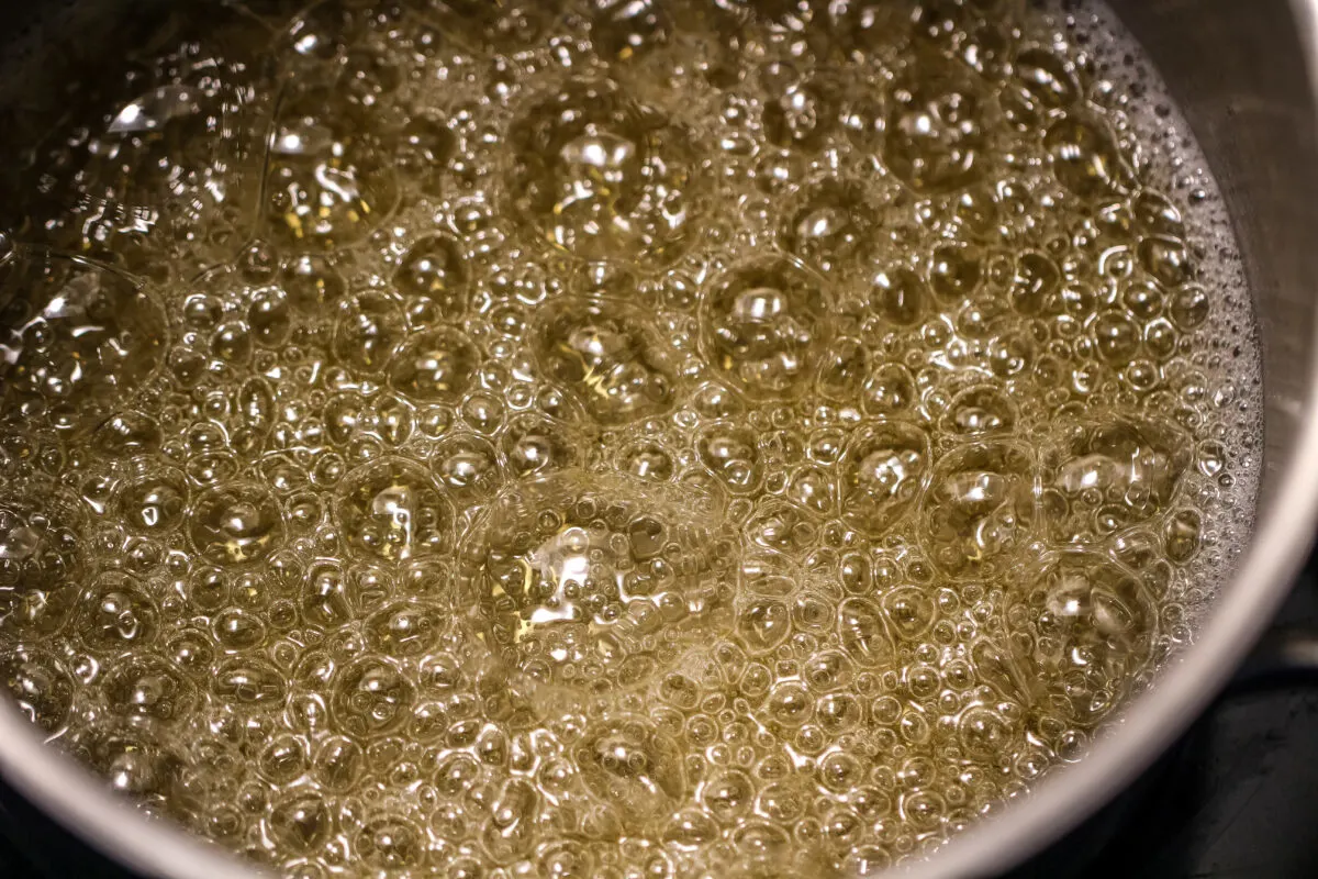 Golden Syrup boiling up in a saucepan