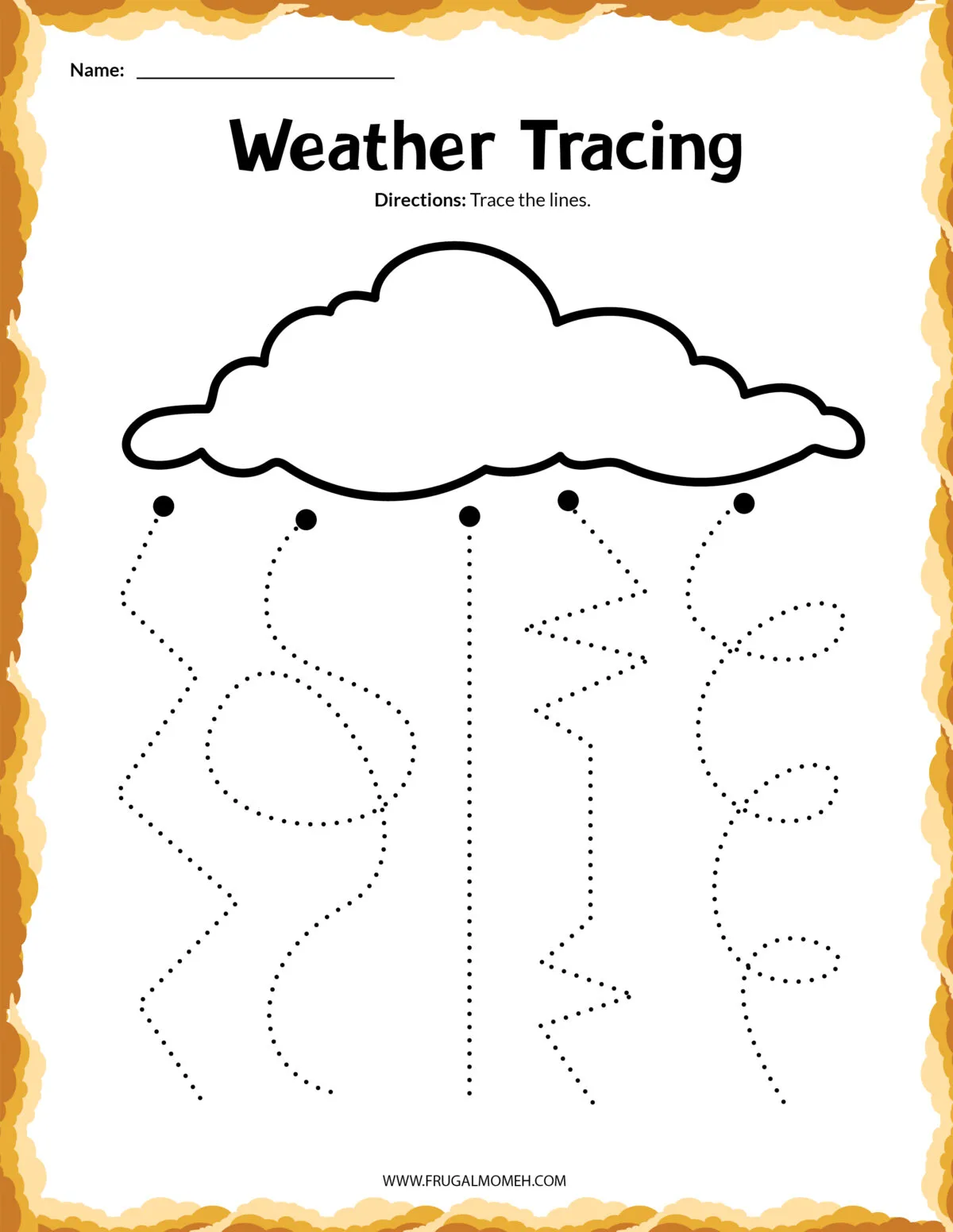Weather tracing printable sheet.