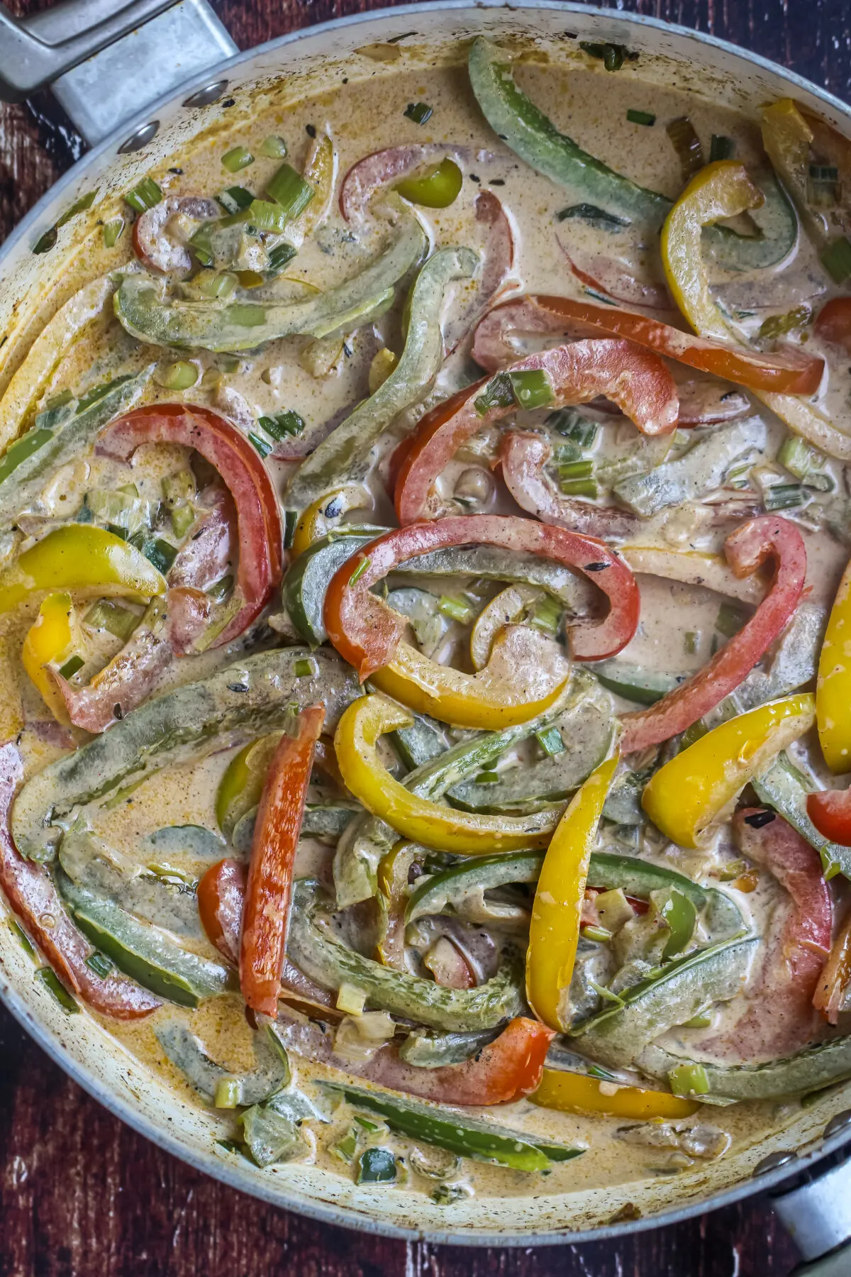 Sauteed peppers in cream sauce.