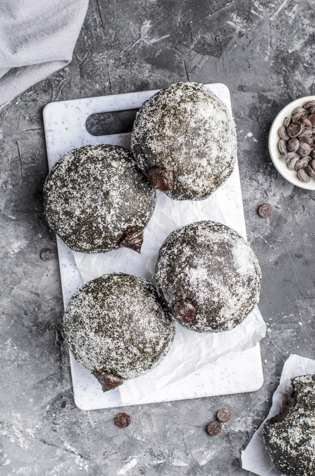 Light and crisp, these Black Charcoal Donuts with Dark Chocolate Custard are made with charcoal and filled with rich dark chocolate custard.