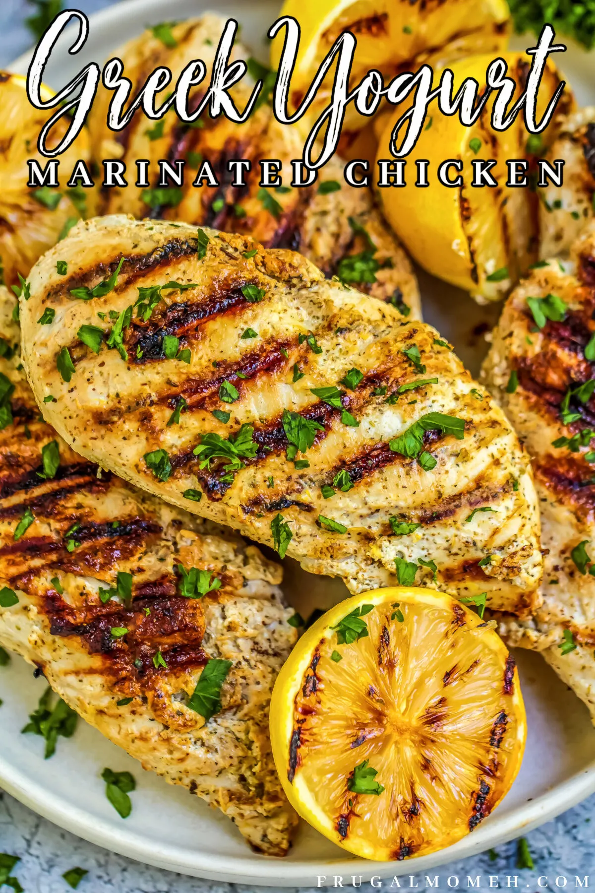 Tender and juicy, Greek yogurt marinated chicken infuses garlic, lemon and oregano together for a flavour loaded Greek chicken dinner.
