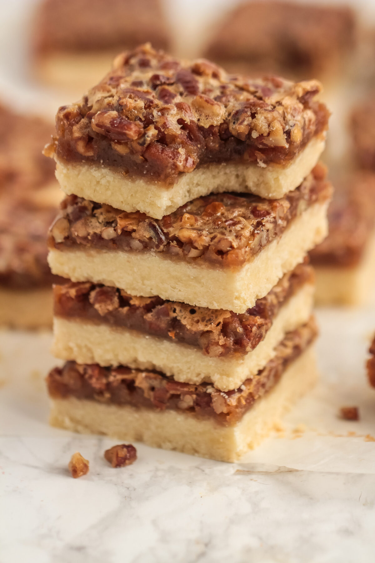 This recipe for pecan pie bars is a huge crowd pleaser. They're deliciously sweet & salty with an easy shortbread crust. Plus NO Corn Syrup!
