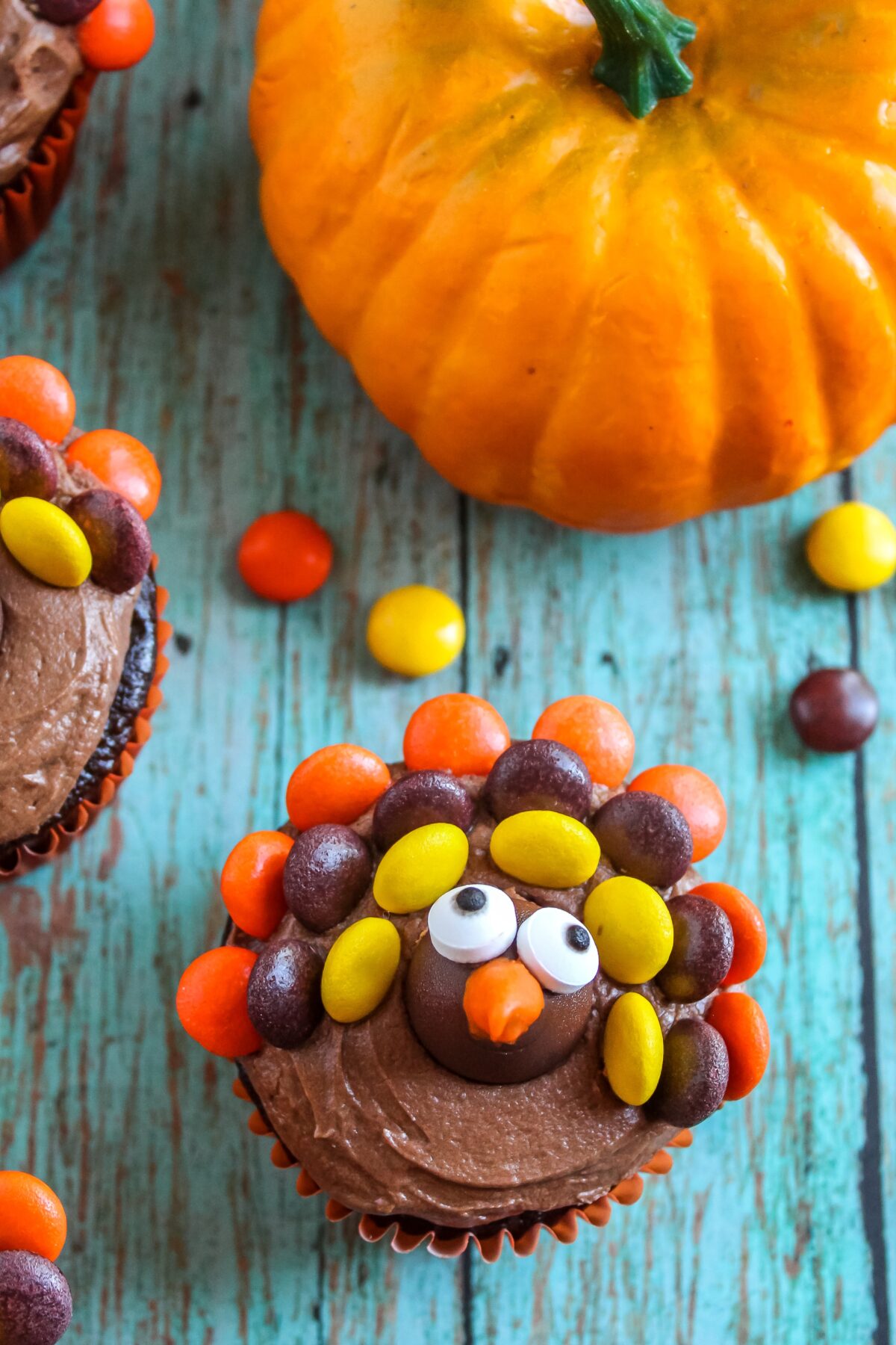 These fun and easy to make Thanksgiving turkey cupcakes will be a hit with kids of all ages. Learn how to decorate cupcakes like turkeys!
