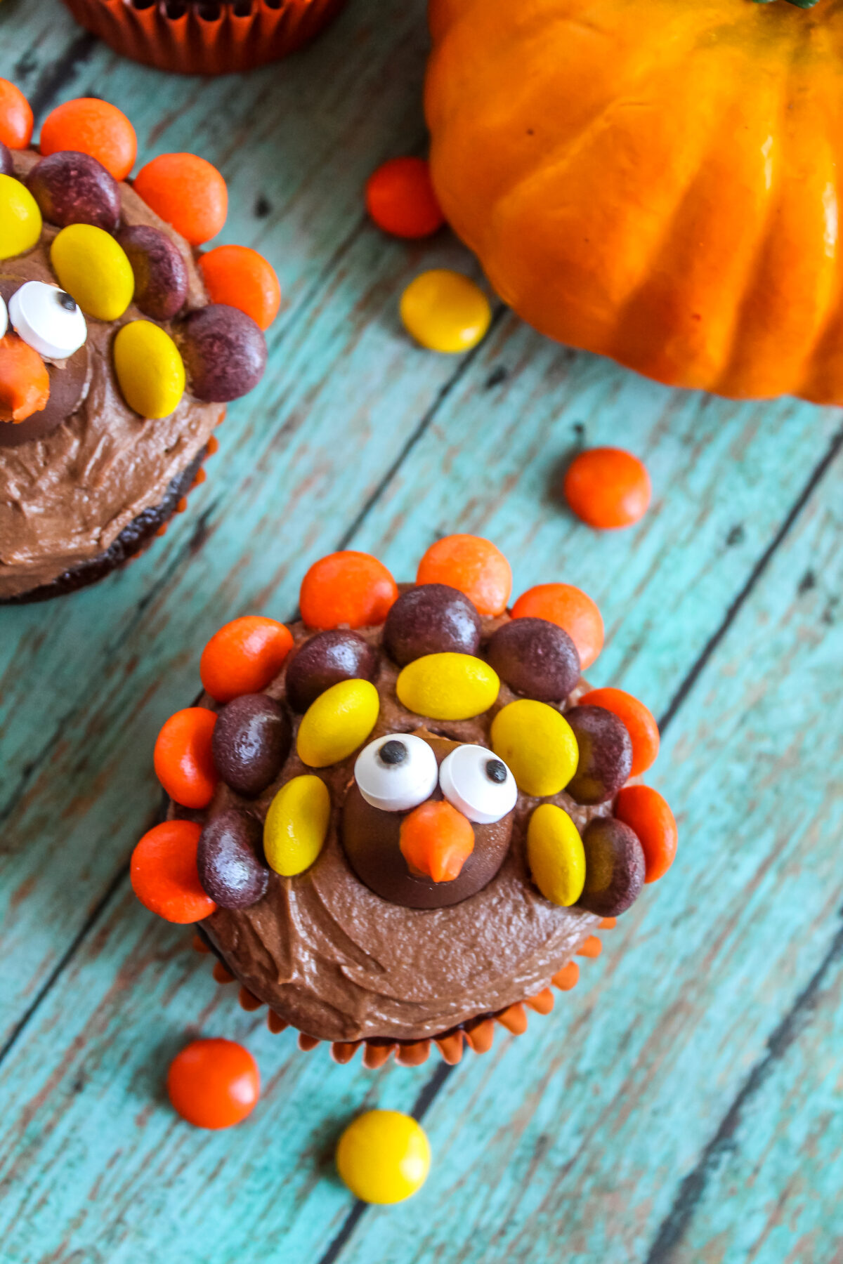 These fun and easy to make Thanksgiving turkey cupcakes will be a hit with kids of all ages. Learn how to decorate cupcakes like turkeys!