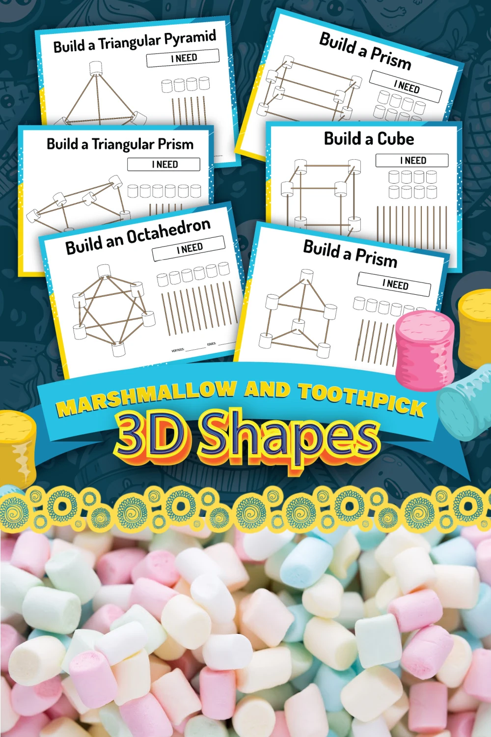 Free Marshmallow and Toothpick 3D Shape Worksheets - Frugal Mom Eh!
