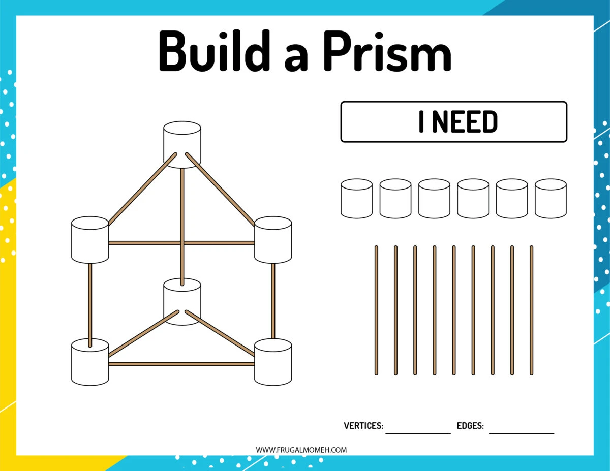 Prism marshmallow and toothpick geometry card