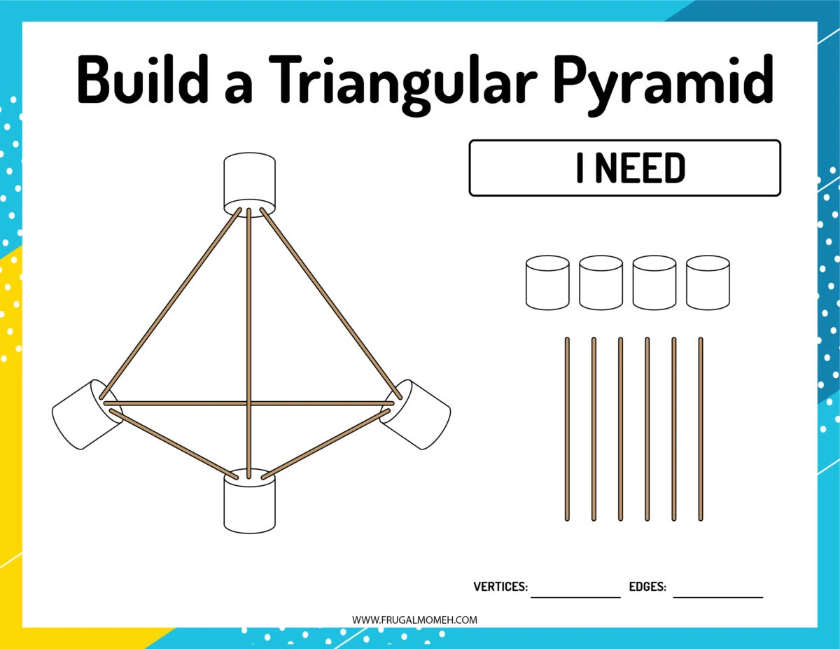Triangular prism marshmallow and toothpick geometry card