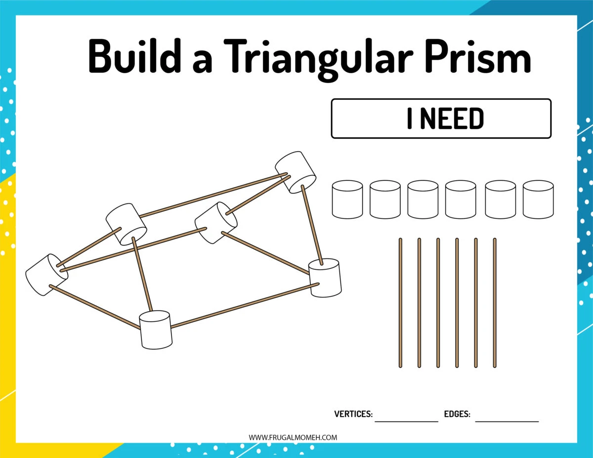 Triangular prism marshmallow and toothpick geometry card