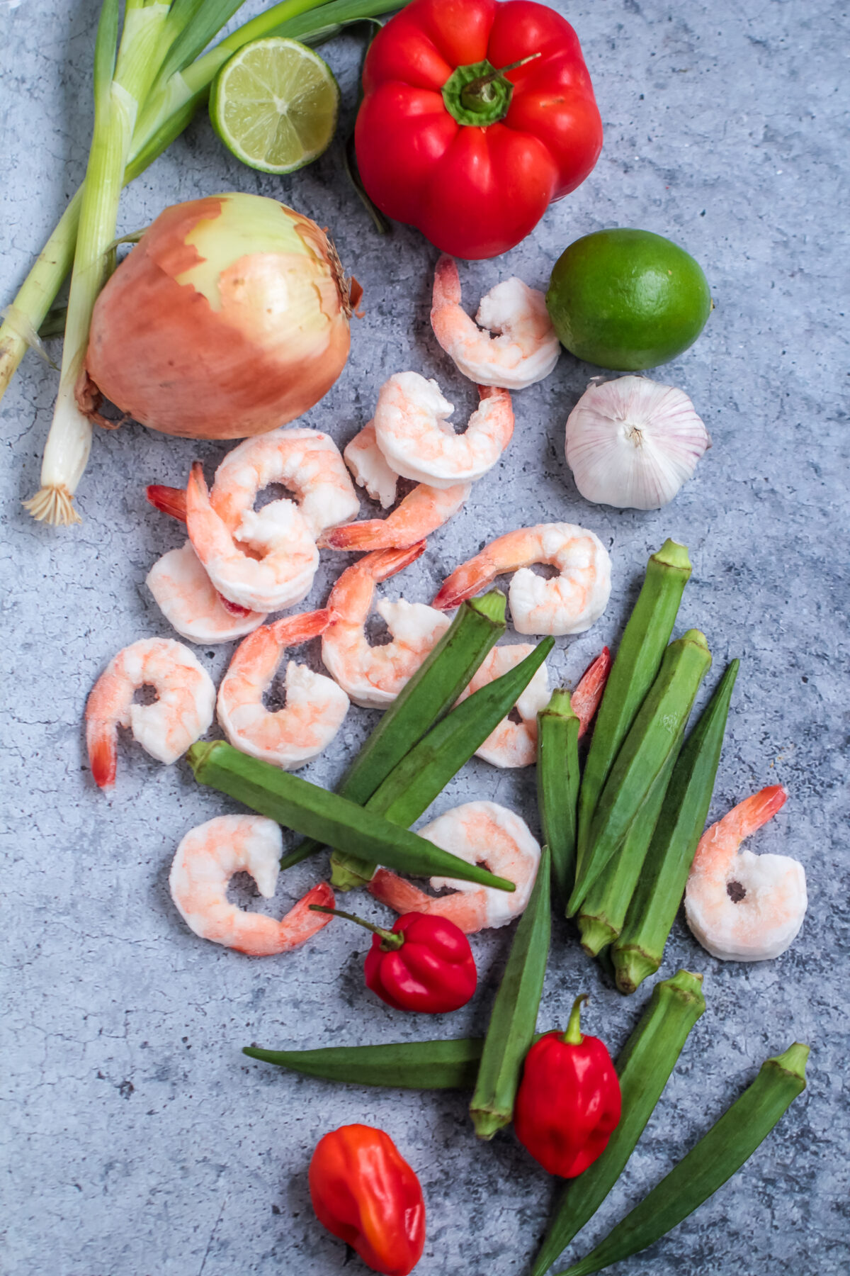 Ingredients for okra and shrimp