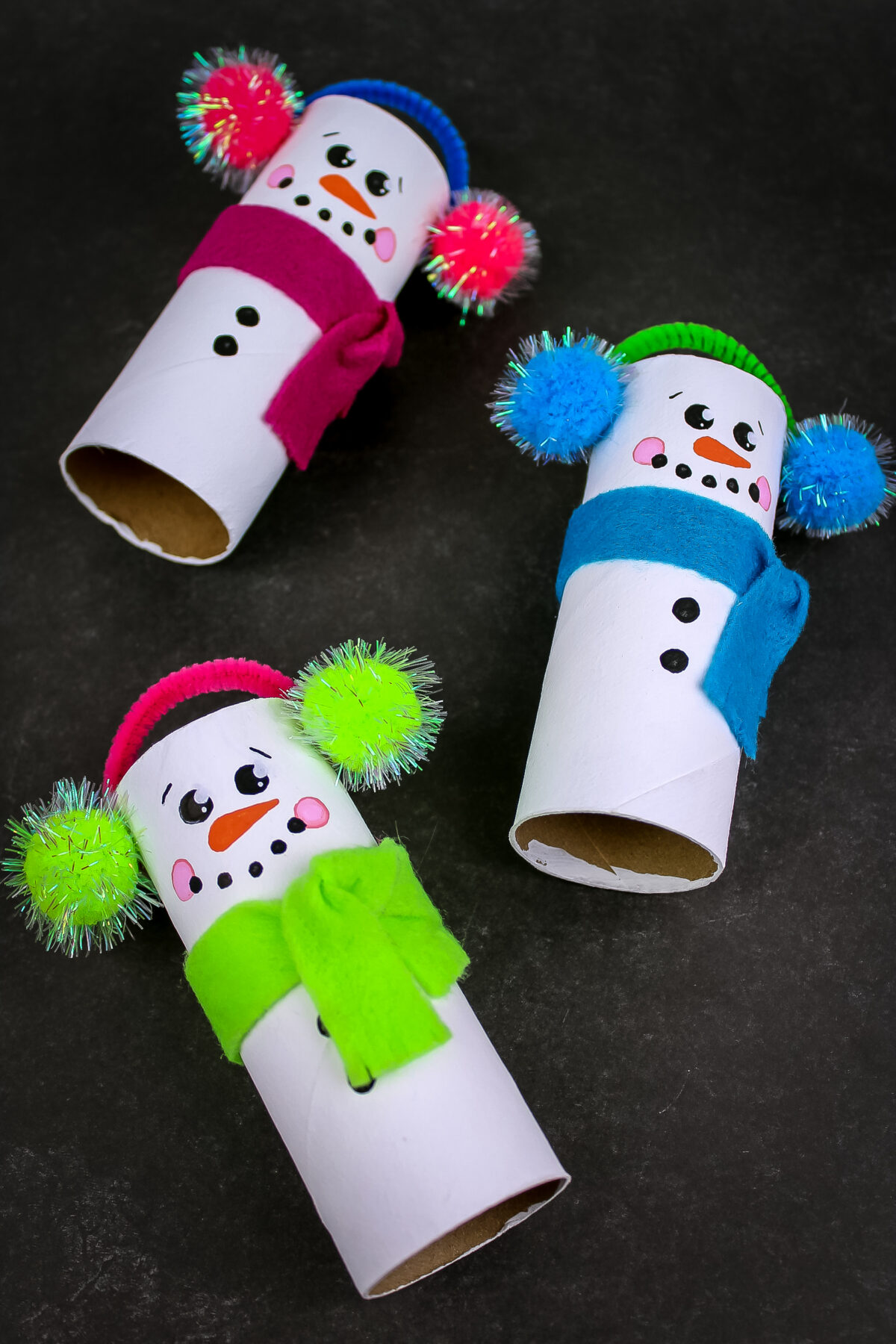 Recycled Toilet White Paper Roll Crafts Cute Snowman handmade 