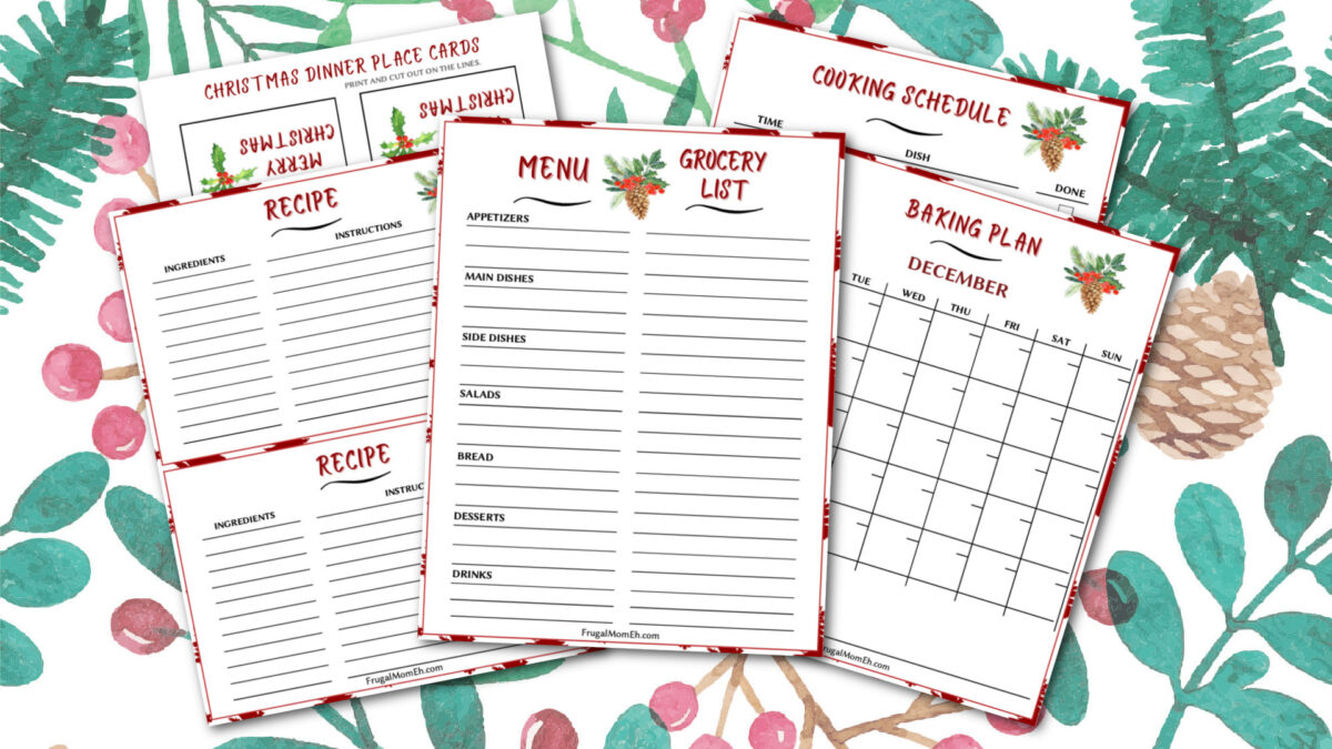 Free Printable Christmas meal planner that you can use to create your grocery list, write down recipes and plan a festive Christmas dinner!
