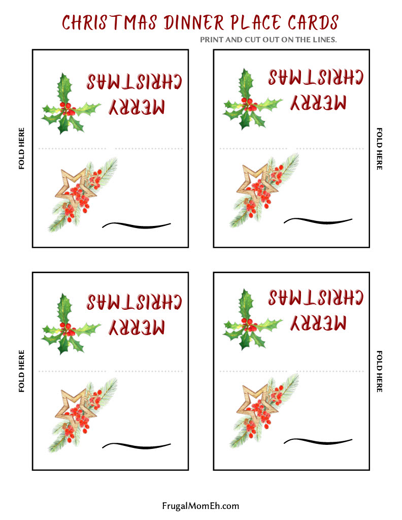 Christmas Dinner Place Cards.