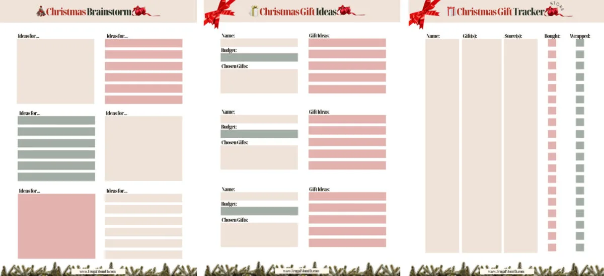 Christmas Brainstorming Printable Sheet, Christmas Gift Ideas Planner, Christmas Gift Tracker