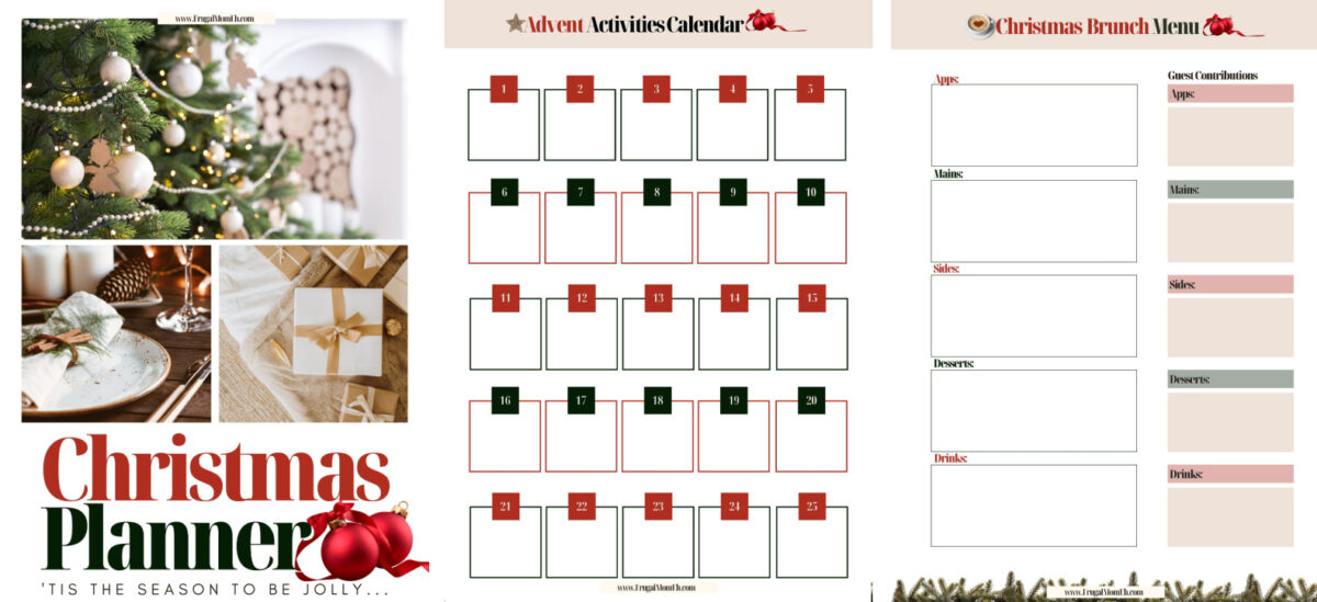 Christmas planner binder cover, advent activities calendar.