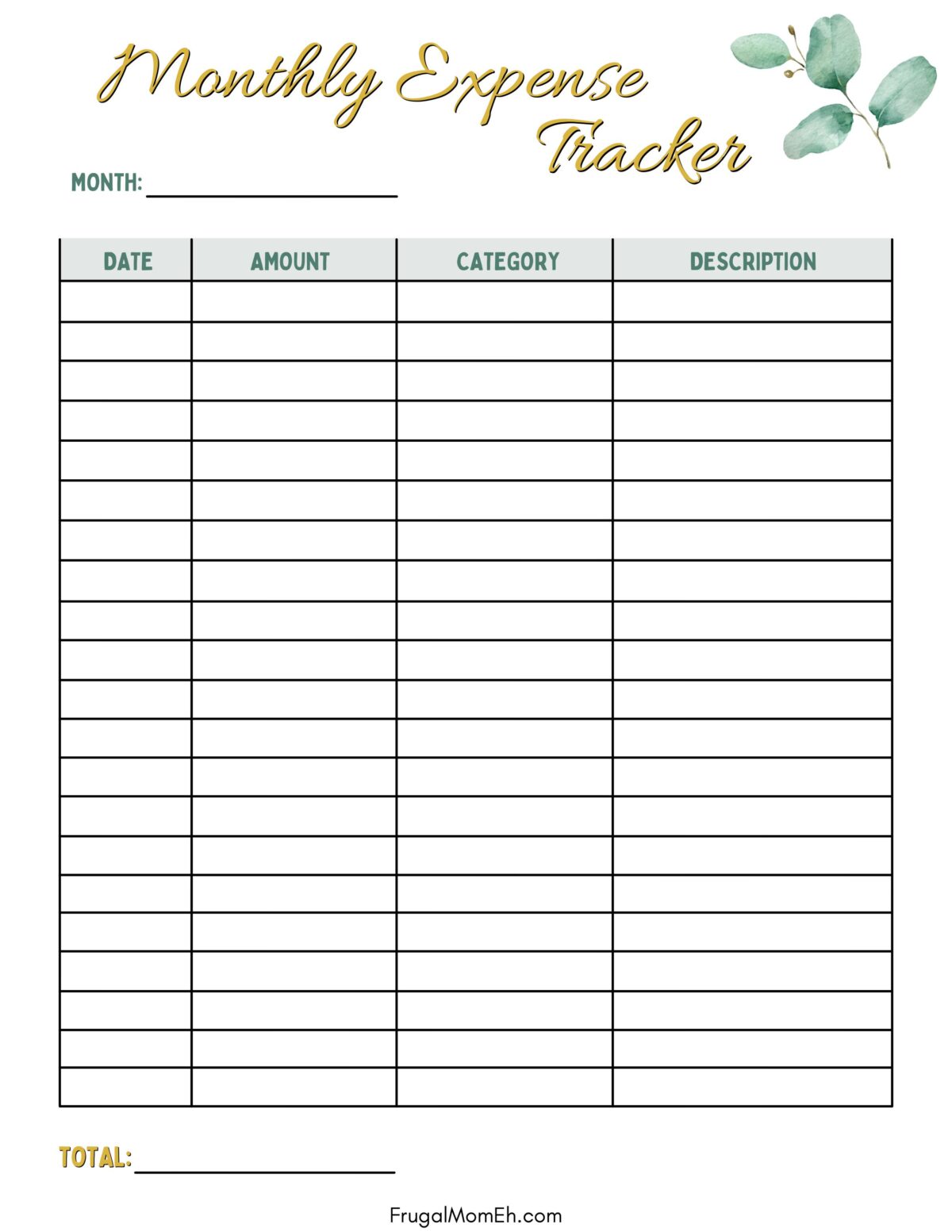 Monthly Expense Tracker Sheet