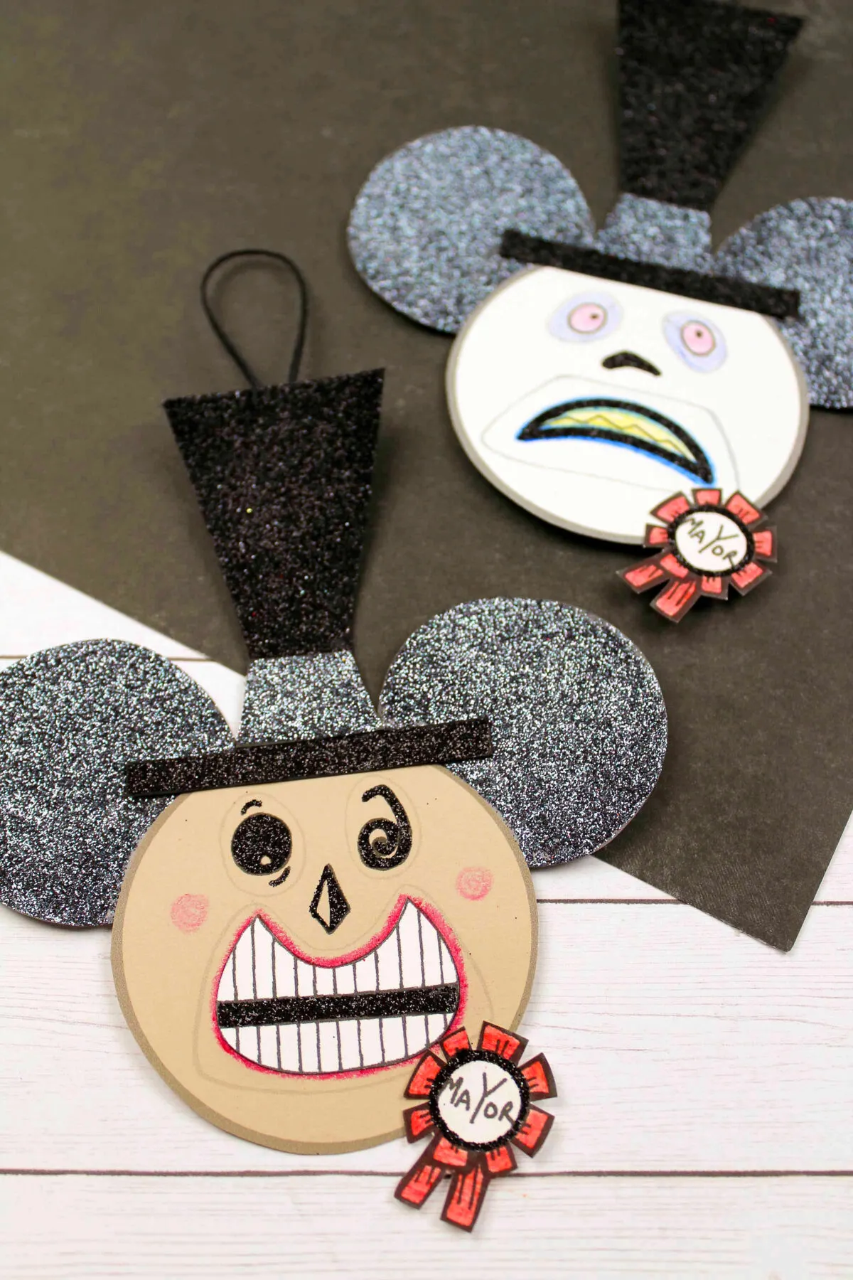 Learn how to make your own Mayor of Halloweentown Mickey Ears Ornament. It's perfect for anyone who loves Nightmare Before Christmas.