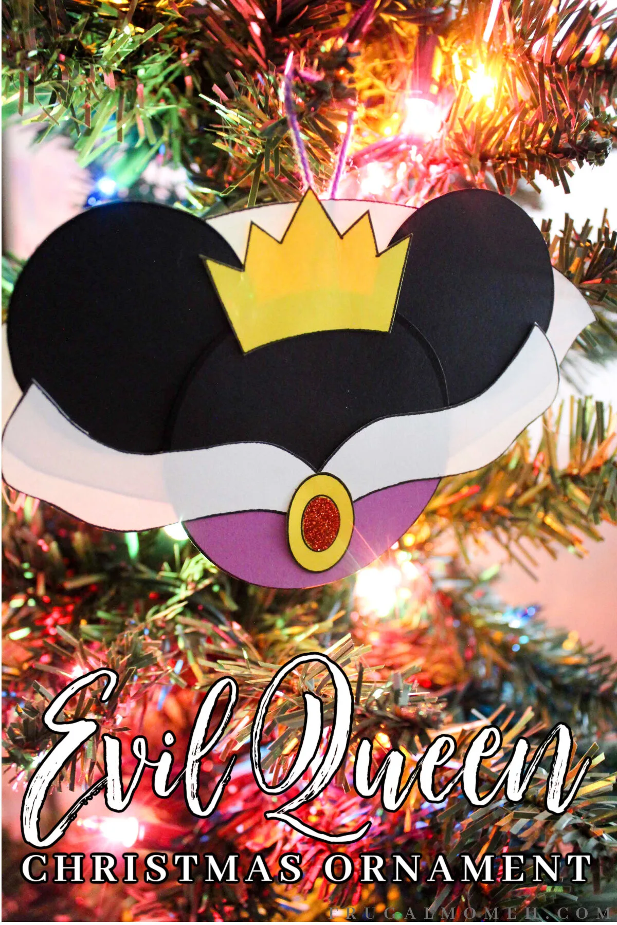 Make a quick & easy DIY Evil Queen Mickey Ears Ornament for your Christmas tree! Instructions and free printable template included.