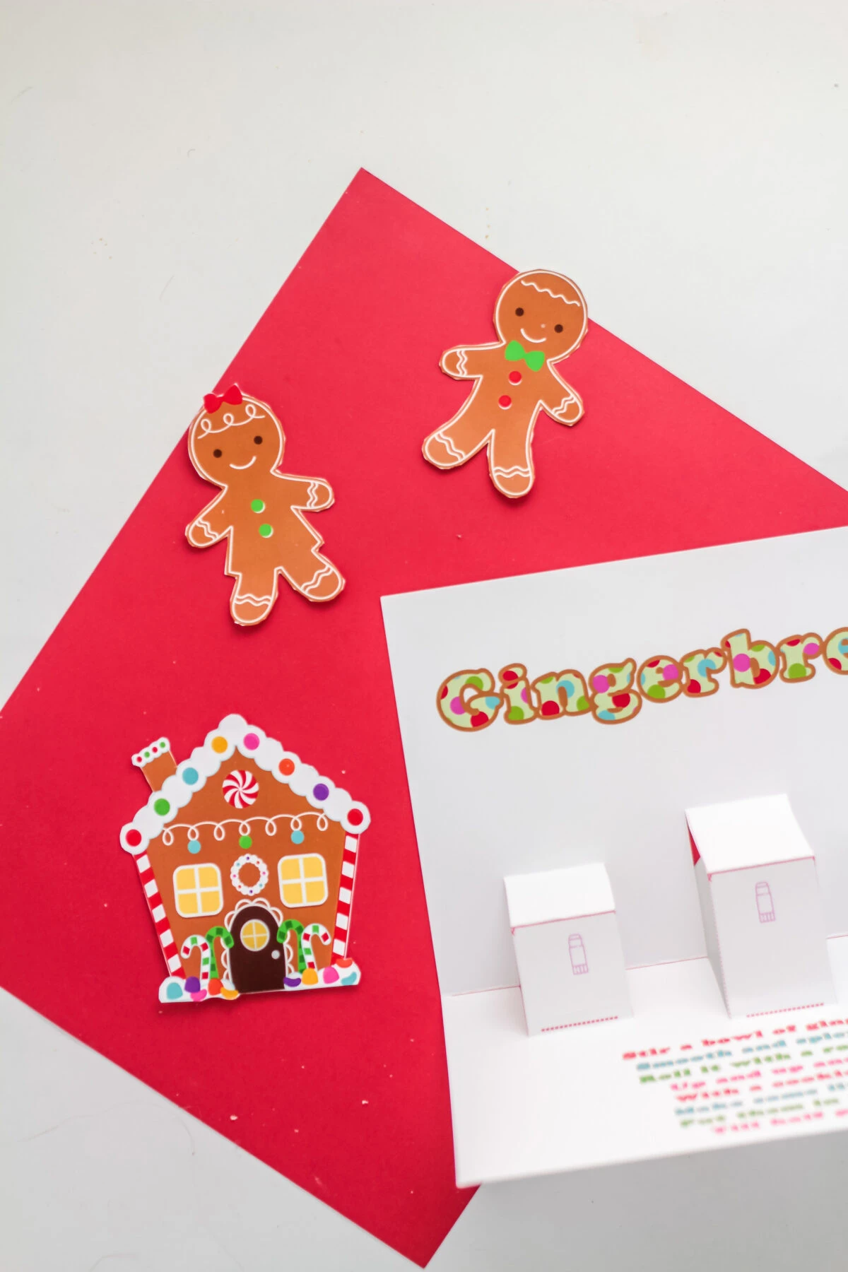 Cutting out the gingerbread pieces.