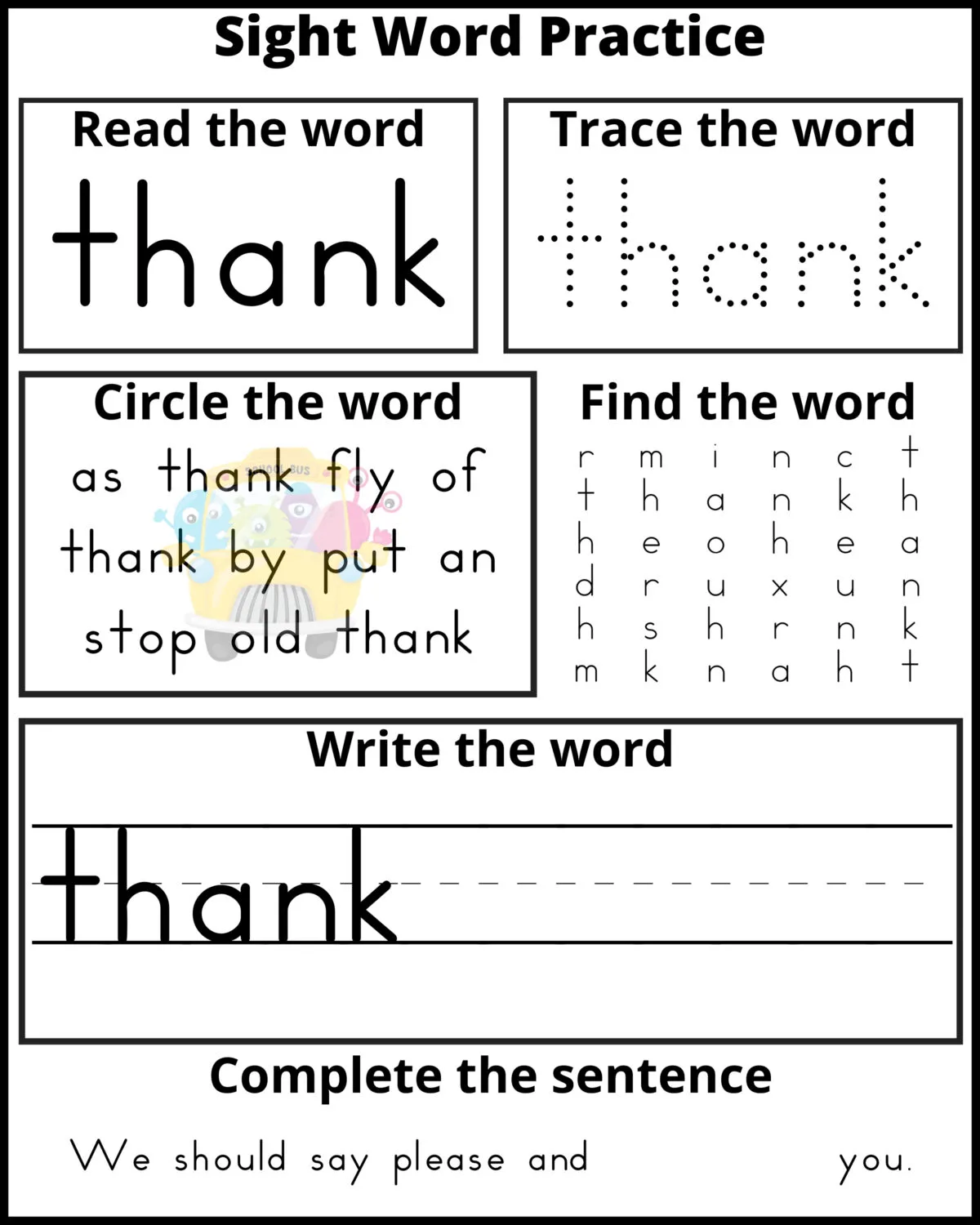 Free printable First Grade Sight Word Practice Sheets from the Dolch Sight Word List. Includes 42 Sheets for your child to learn from! 
