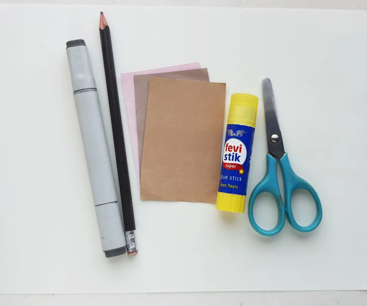 Supplies needed to make handmade valentines day cards.