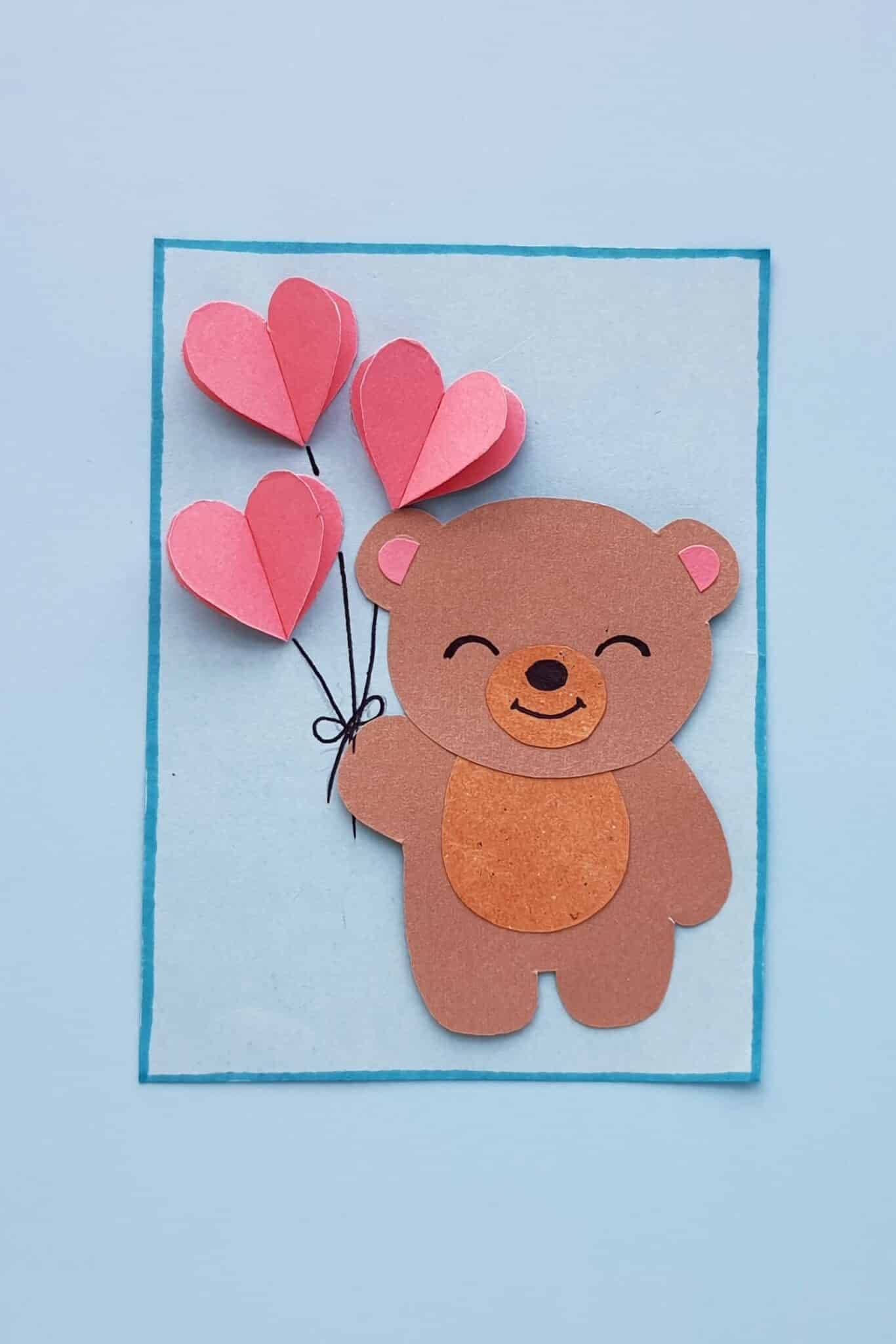 Teddy Bear Valentine's Day Card Craft for Kids - Frugal Mom Eh!