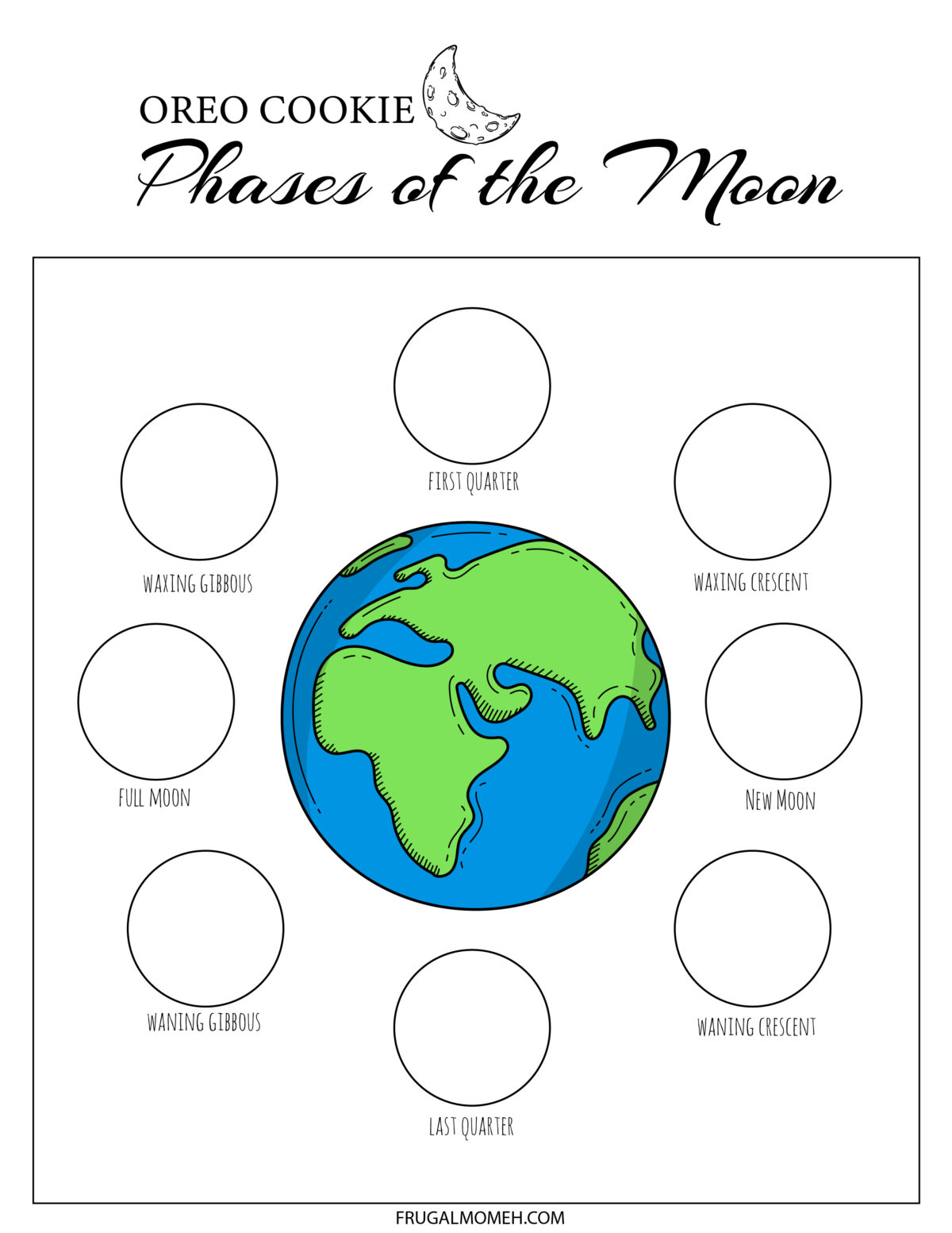 Oreo cookie phases of the moon worksheet