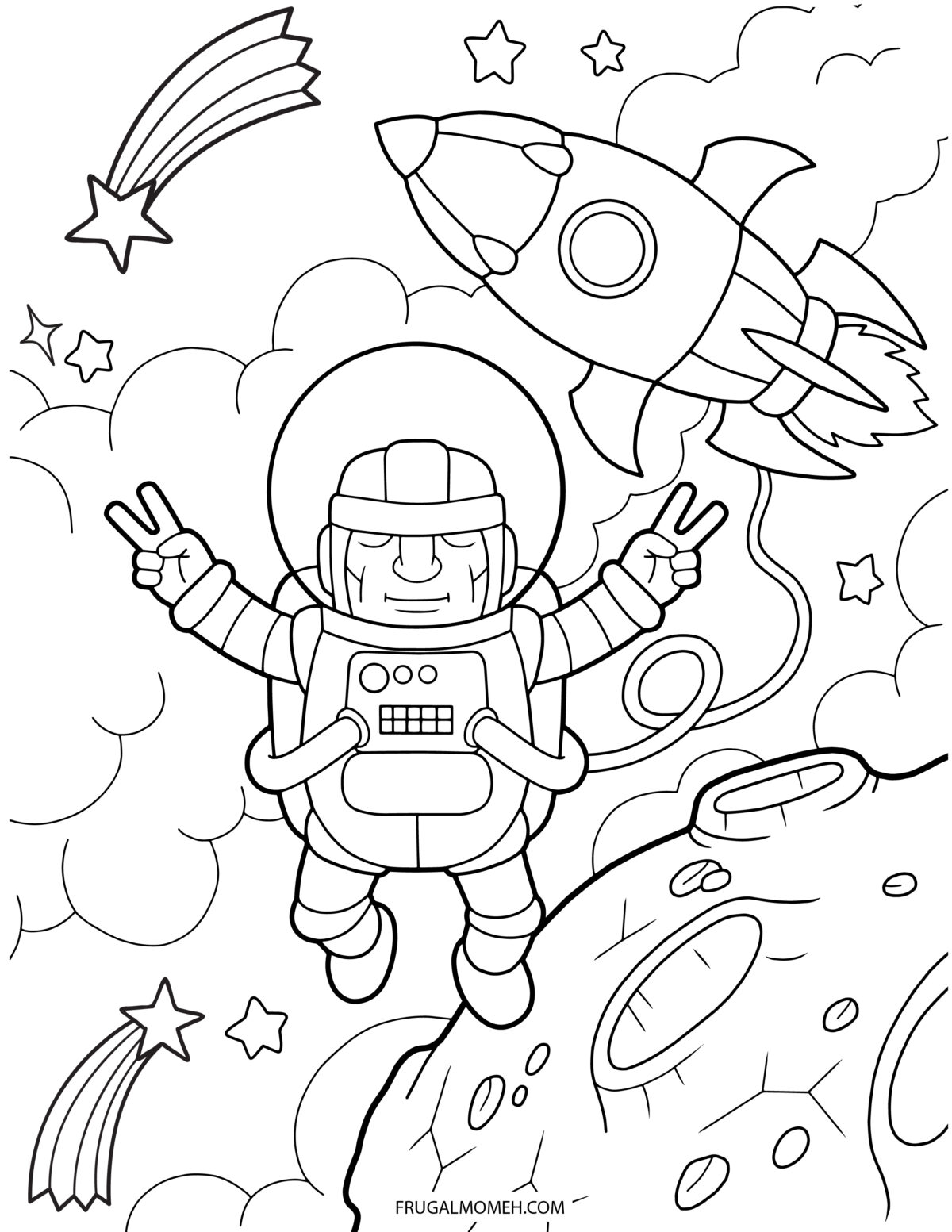 free printable Outer space colouring sheet