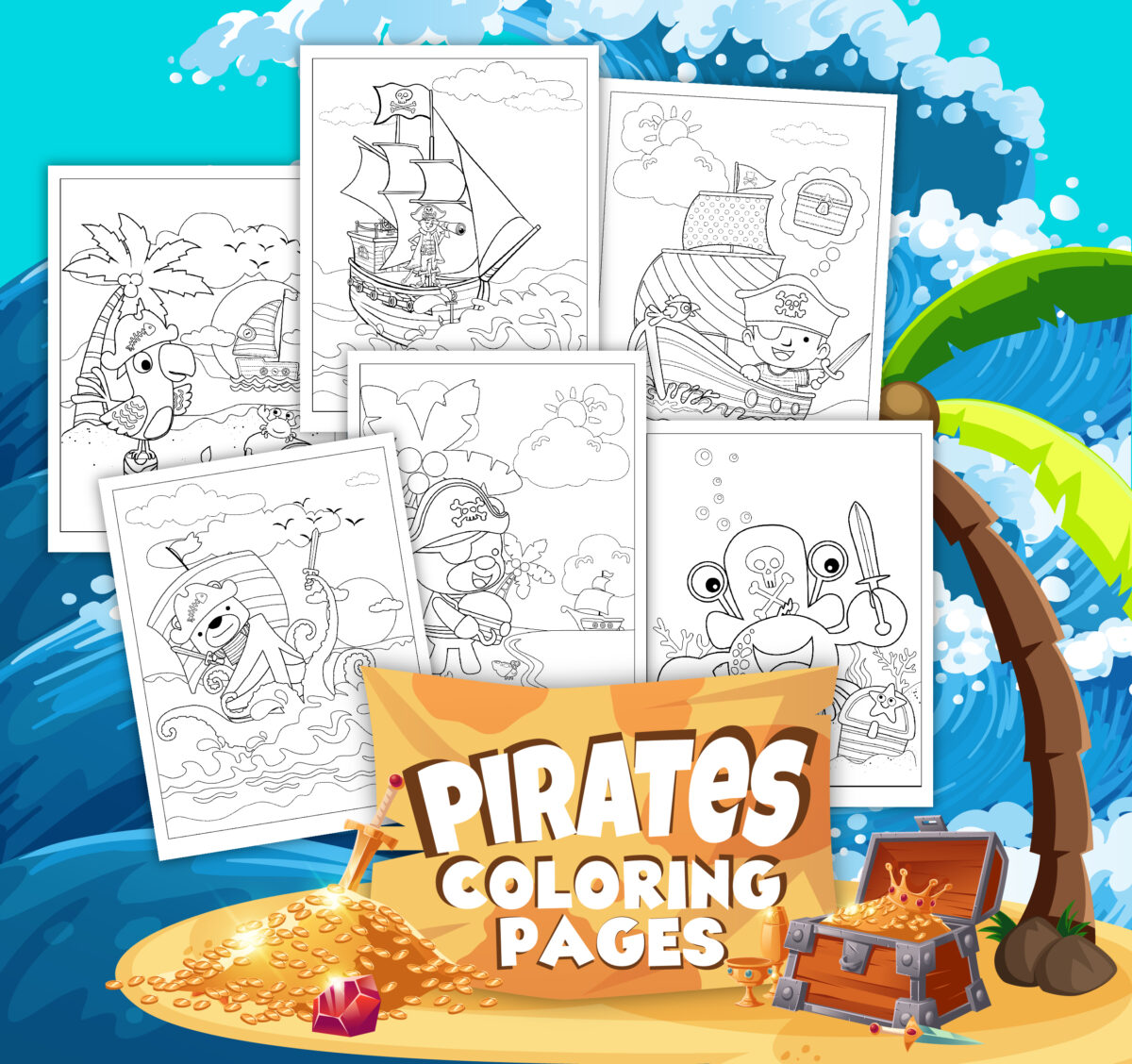 Pirates Children's Activity Book Fun Kids Paint Book Colouring Book 
